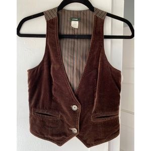 Vintage J. Crew Brown Velvet Waistcoat Vest Size 0